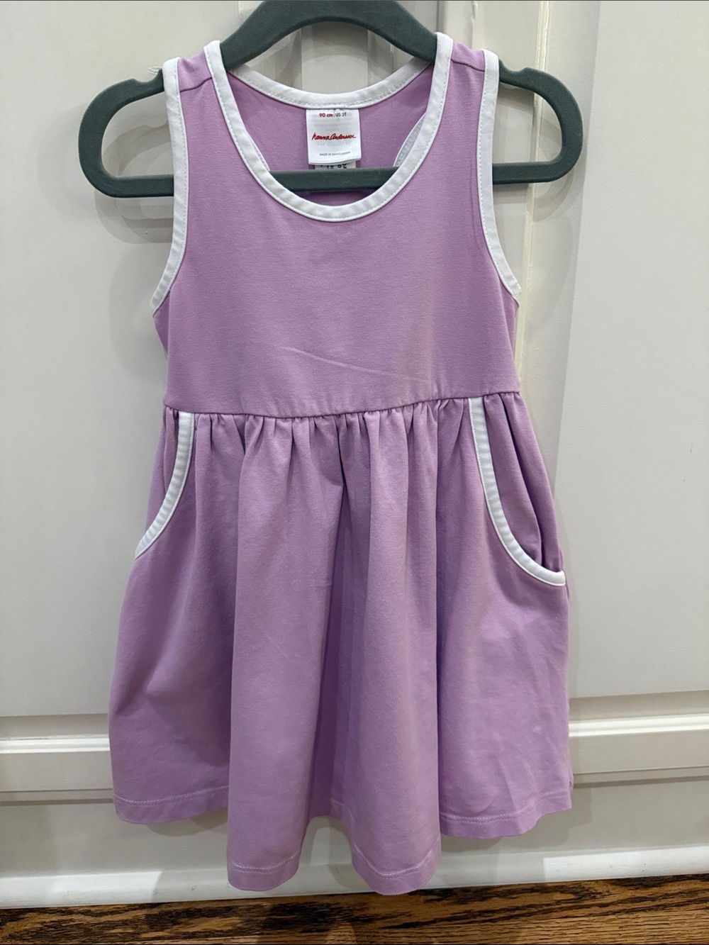 Hanna Anderson Girls' Lavender Tank Dress with White Trim